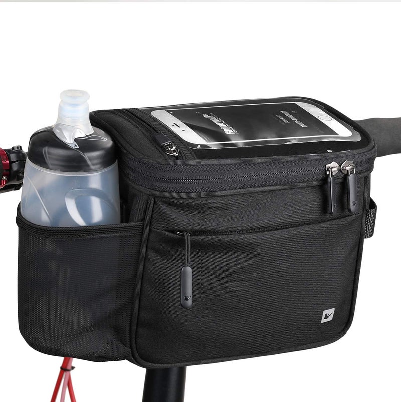 Rhinowalk Bike Basket,Lunch Box Insulated Bike Handlebar Bag Bike Front Bag Camera Bag Handbag Phone Bag with Touch Screen Shoulder Strap Professional Cycling Accessories - Image 1